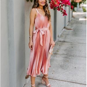 Pink Pleated MIDI Dress